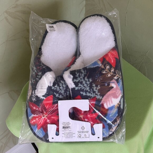 VERA BRADLEY SOFT FLEECE SLIPPERS:NWT WINTER FOREST  SIZE: LARGE - Picture 8 of 8